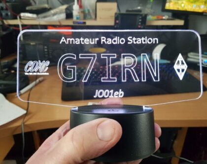 Amateur radio, Rectangular, Ham radio, edge lit on air acrylic  with remote. Personalised.