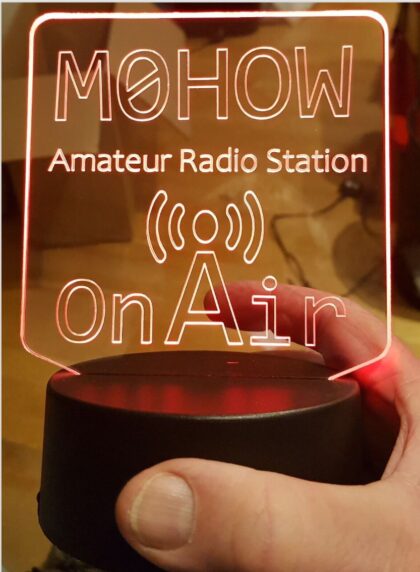 Amateur radio, Square ,Ham radio, edge lit on air acrylic sign, personalised.